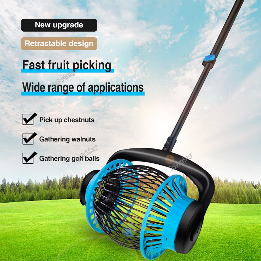 Fruit Picker Retractable Nut Gatherer Fruit Ball Nut Collector Walnuts Chestnuts Harvester Rollers Garden Orchards Picking Tools ShopOnlyDeal