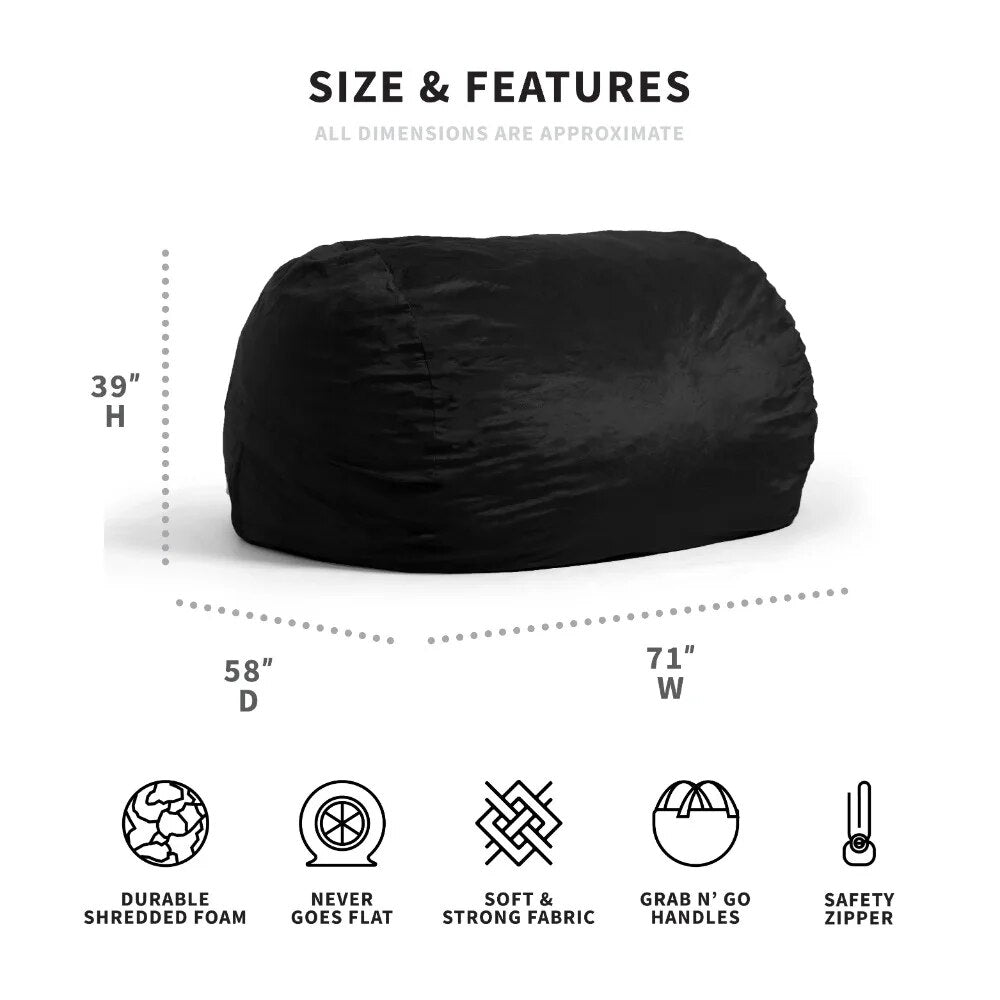 Bean Bag Chair XXL Inflatable Couch Sofas Black Plush 6ft Bubble Sofa Living Room Relaxing Chair for Bedroom Bags Beanbag ShopOnlyDeal