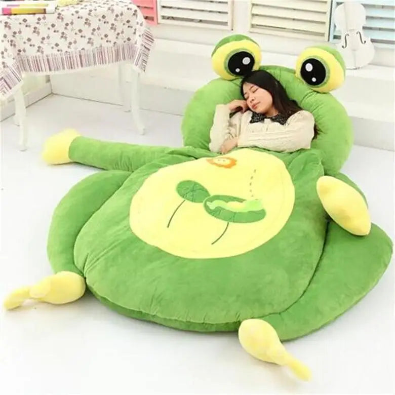 Funny Cartoon Bed Sleeping Bag soft animal Frog Monkey Bear Cat Bed Carpet Tatami Sofa mat Beanbag plush toy kids gift ShopOnlyDeal