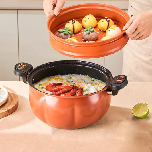 Pumpkin Pot Multifunctional Cast Iron Slight Pressure Cooker Braise Boil Steam Stew Nonstick Pots Cooking Pots ShopOnlyDeal