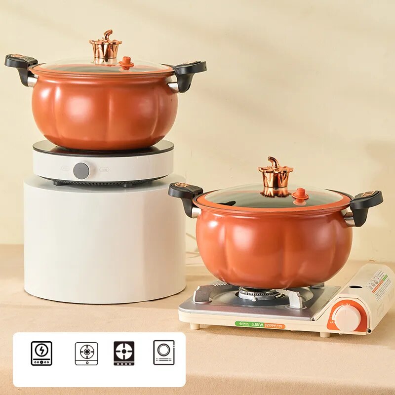 Pumpkin Pot Multifunctional Cast Iron Slight Pressure Cooker Braise Boil Steam Stew Nonstick Pots Cooking Pots ShopOnlyDeal