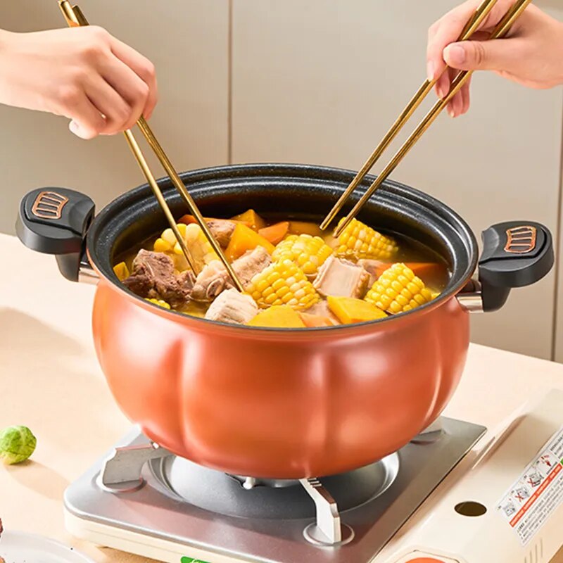 Pumpkin Pot Multifunctional Cast Iron Slight Pressure Cooker Braise Boil Steam Stew Nonstick Pots Cooking Pots ShopOnlyDeal