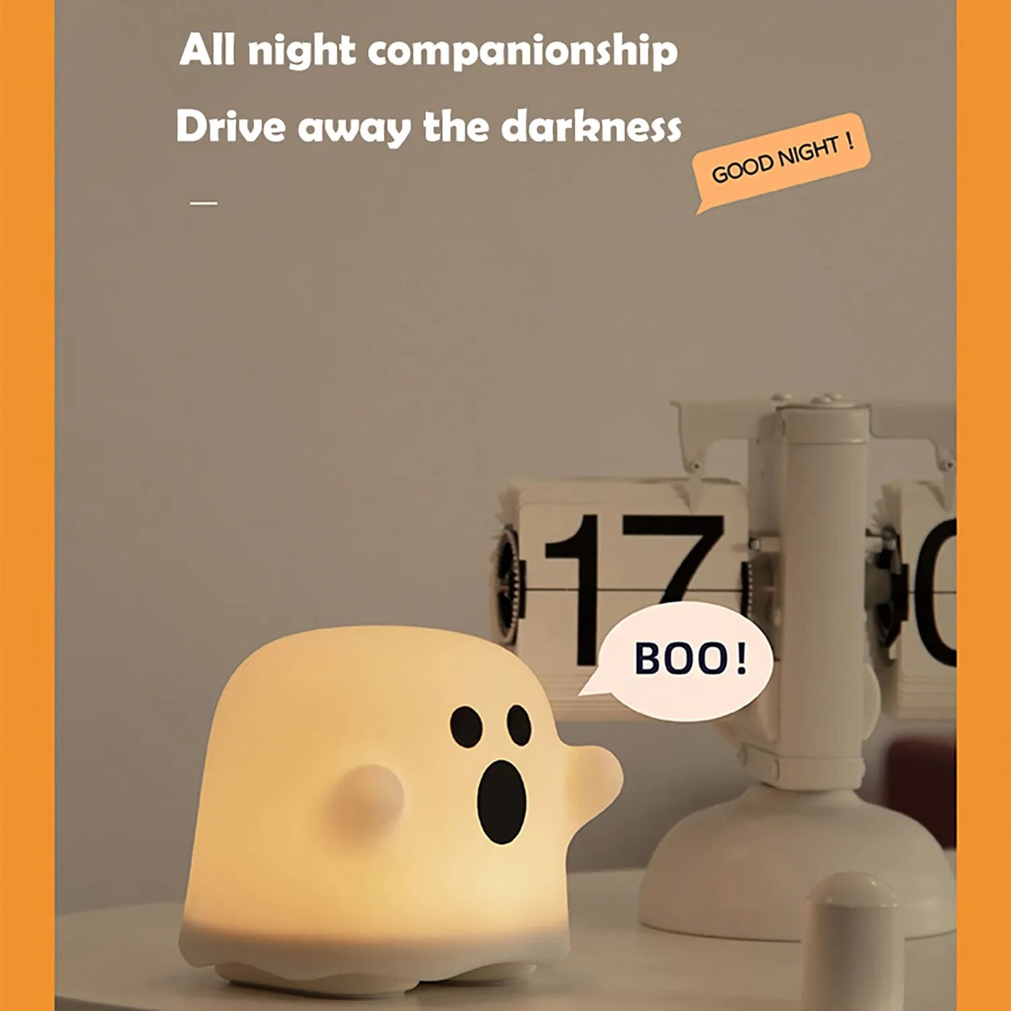 Ghost Night Light for Children Cartoon Timing Sleeping Light Usb Rechargeable Halloween Gift Atmosphere Lamp Home Decor ShopOnlyDeal