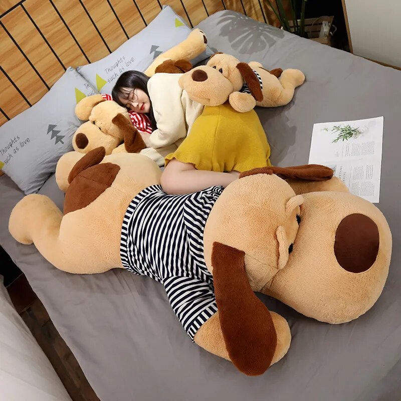 Giant Dog Plush Toy Big Sleeping Dog Stuffed Puppy Doll Soft Animal Toy Cartoon Pillow Baby Back Cushion Girls Birthday Gift ShopOnlyDeal