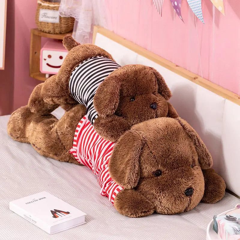 Giant Plush Toy Big Sleeping Dog Stuffed Striped T-shirt Puppy Dog Soft Animal Toy Soft Pillow Baby Girls Birthday Gift ShopOnlyDeal