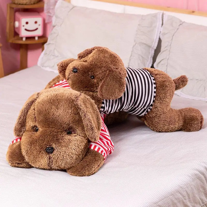 Giant Plush Toy Big Sleeping Dog Stuffed Striped T-shirt Puppy Dog Soft Animal Toy Soft Pillow Baby Girls Birthday Gift ShopOnlyDeal