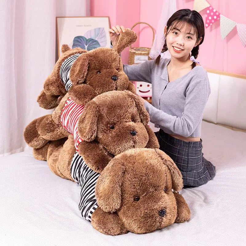 Giant Plush Toy Big Sleeping Dog Stuffed Striped T-shirt Puppy Dog Soft Animal Toy Soft Pillow Baby Girls Birthday Gift ShopOnlyDeal