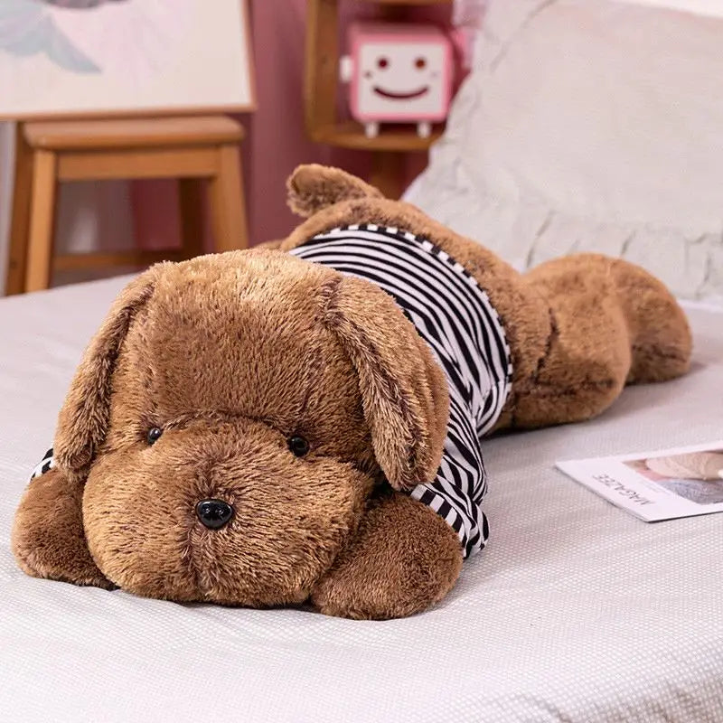 Giant Plush Toy Big Sleeping Dog Stuffed Striped T-shirt Puppy Dog Soft Animal Toy Soft Pillow Baby Girls Birthday Gift ShopOnlyDeal