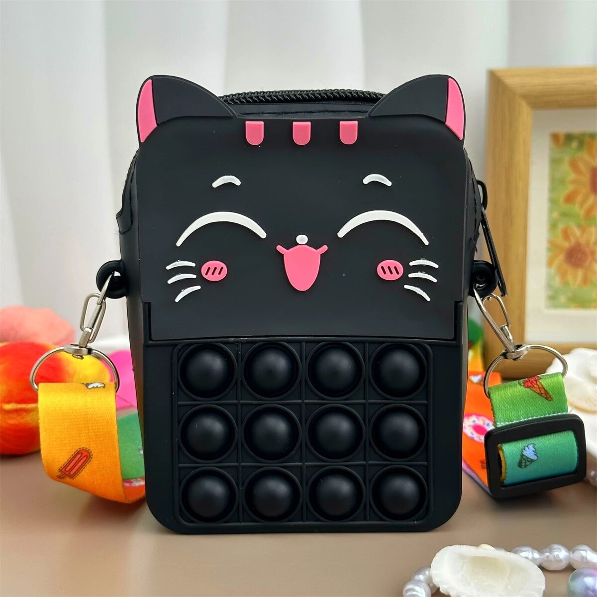 Girls Silicone Cute Cat Messenger Bag Coin Purse Children's Educational Toy Bag ShopOnlyDeal