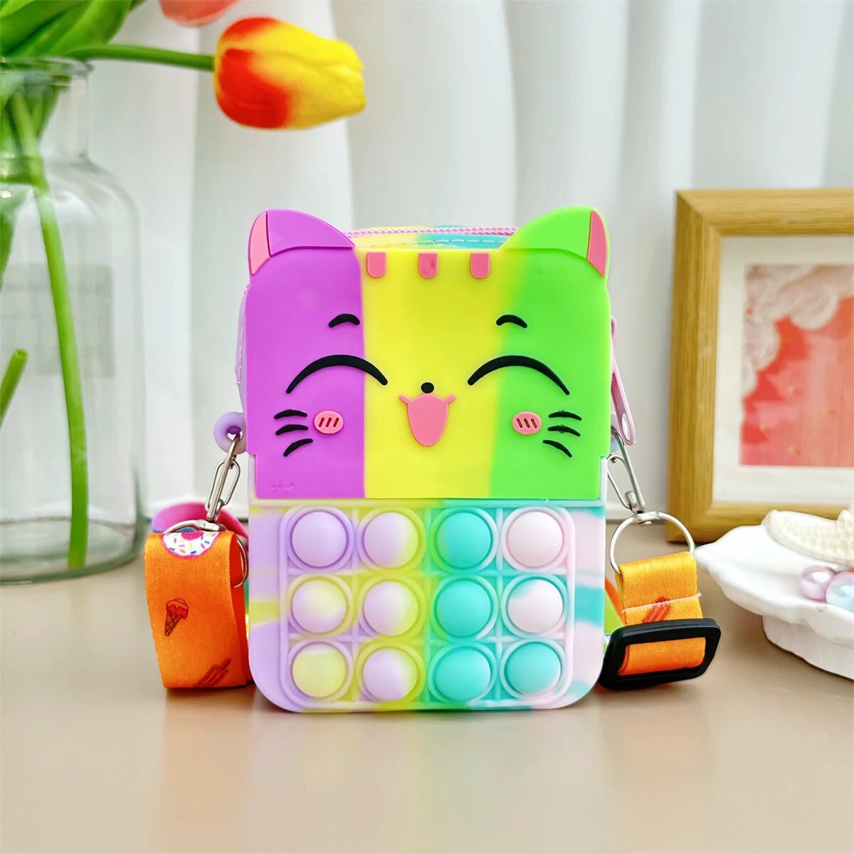 Girls Silicone Cute Cat Messenger Bag Coin Purse Children's Educational Toy Bag ShopOnlyDeal