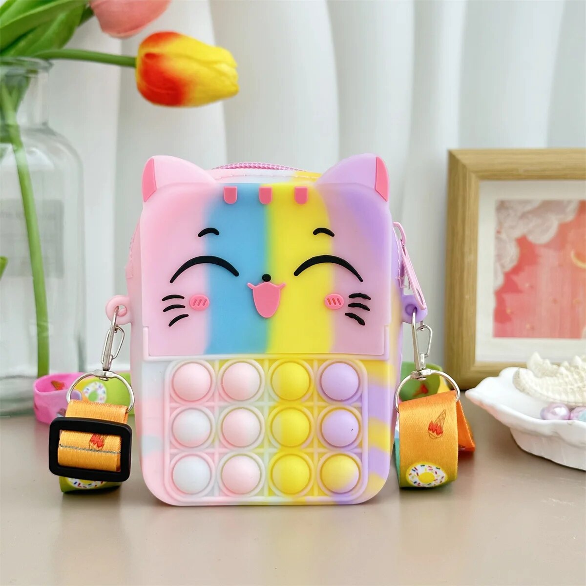 Girls Silicone Cute Cat Messenger Bag Coin Purse Children's Educational Toy Bag ShopOnlyDeal