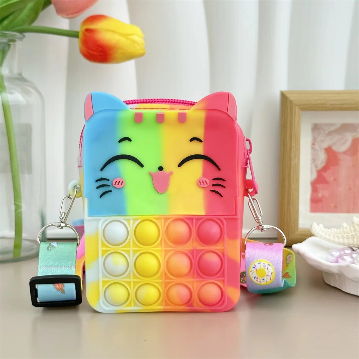 Girls Silicone Cute Cat Messenger Bag Coin Purse Children's Educational Toy Bag ShopOnlyDeal