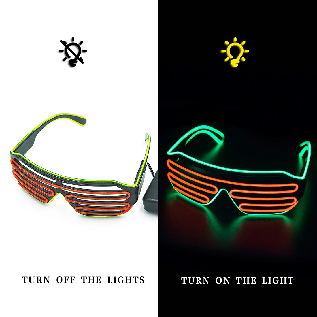 Glowing Glasses LED Luminous Bril Neon Christmas Glow Sunglasses Flashing Light Glass for Party Supplies Prop Costumes New ShopOnlyDeal