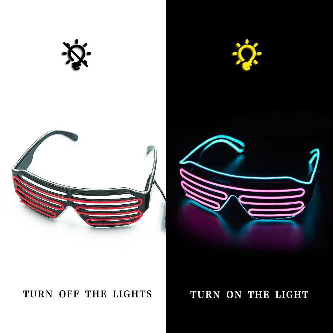 Glowing Glasses LED Luminous Bril Neon Christmas Glow Sunglasses Flashing Light Glass for Party Supplies Prop Costumes New ShopOnlyDeal