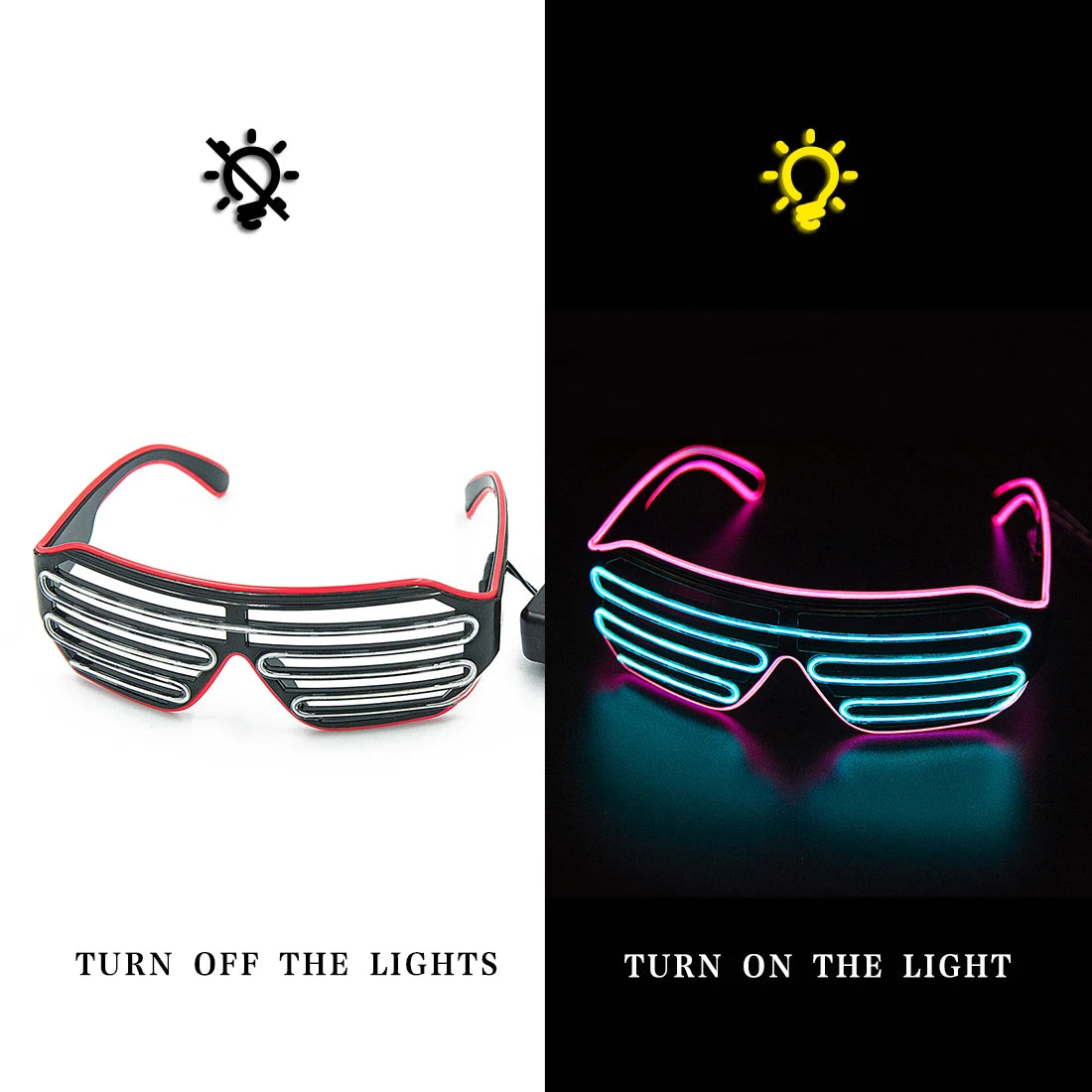 Glowing Glasses LED Luminous Bril Neon Christmas Glow Sunglasses Flashing Light Glass for Party Supplies Prop Costumes New ShopOnlyDeal