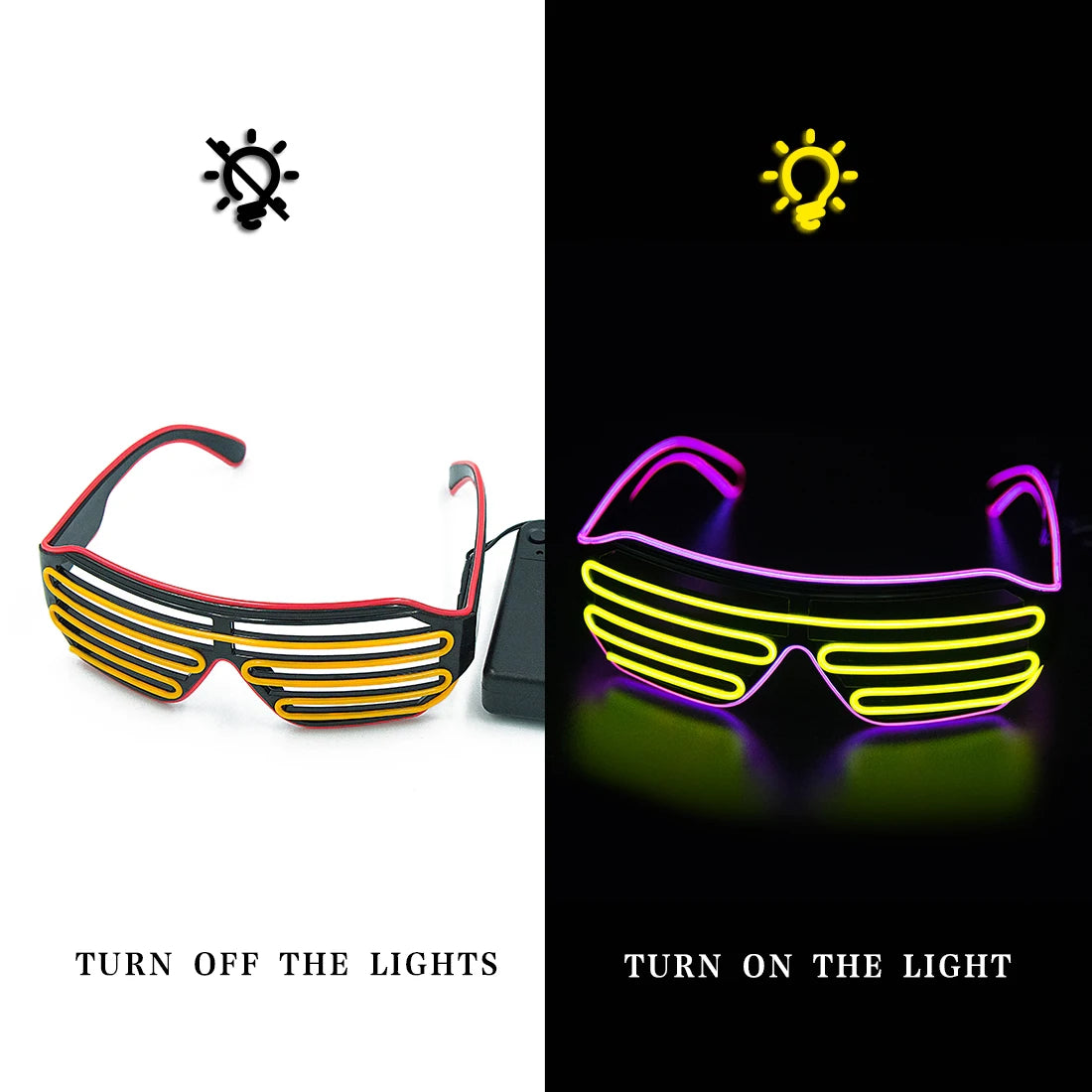 Glowing Glasses LED Luminous Bril Neon Christmas Glow Sunglasses Flashing Light Glass for Party Supplies Prop Costumes New ShopOnlyDeal