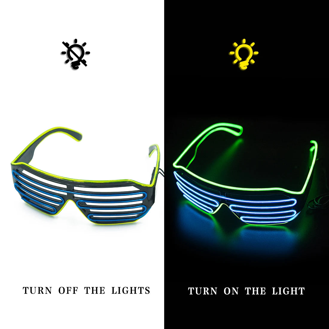 Glowing Glasses LED Luminous Bril Neon Christmas Glow Sunglasses Flashing Light Glass for Party Supplies Prop Costumes New ShopOnlyDeal