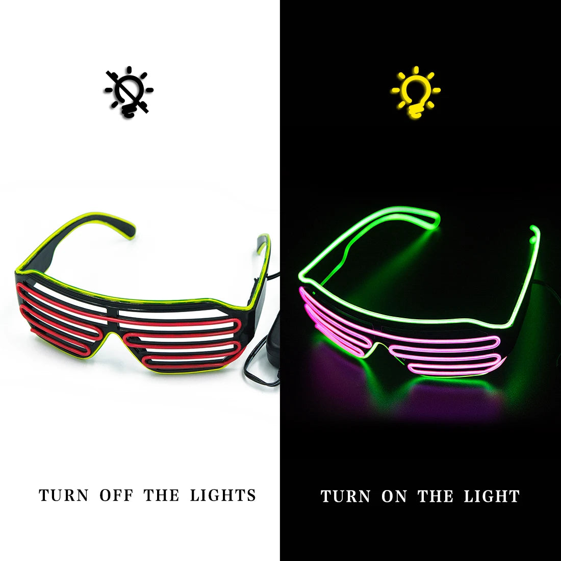 Glowing Glasses LED Luminous Bril Neon Christmas Glow Sunglasses Flashing Light Glass for Party Supplies Prop Costumes New ShopOnlyDeal