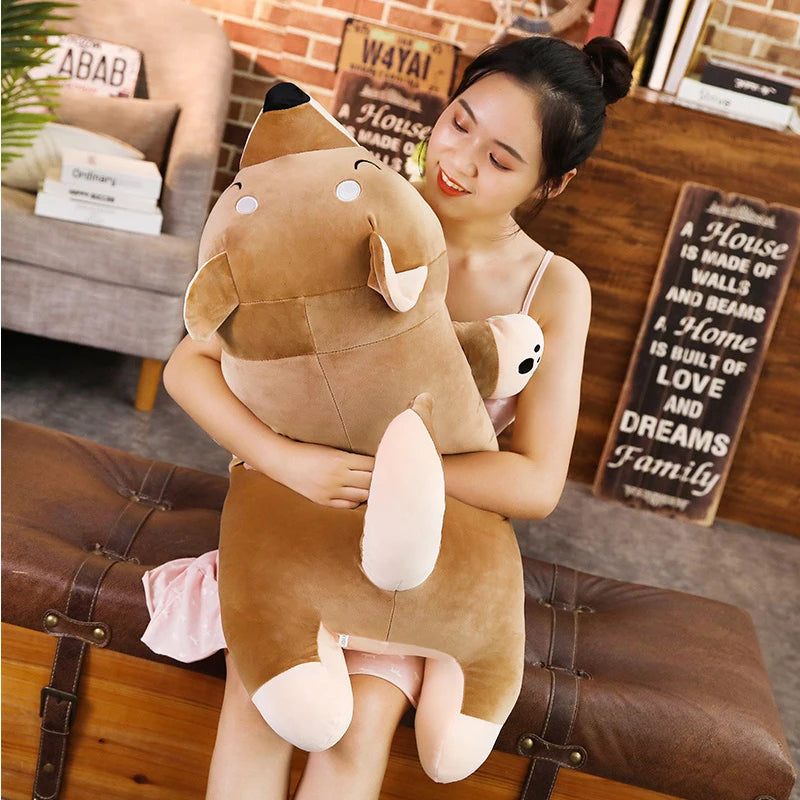 60/80/100cm Cartoon Lying Plush Stuffed Dog Big Toys Shiba Inu Dog Doll Lovely Animal Children Birthday Gift Corgi Plush Pillow ShopOnlyDeal