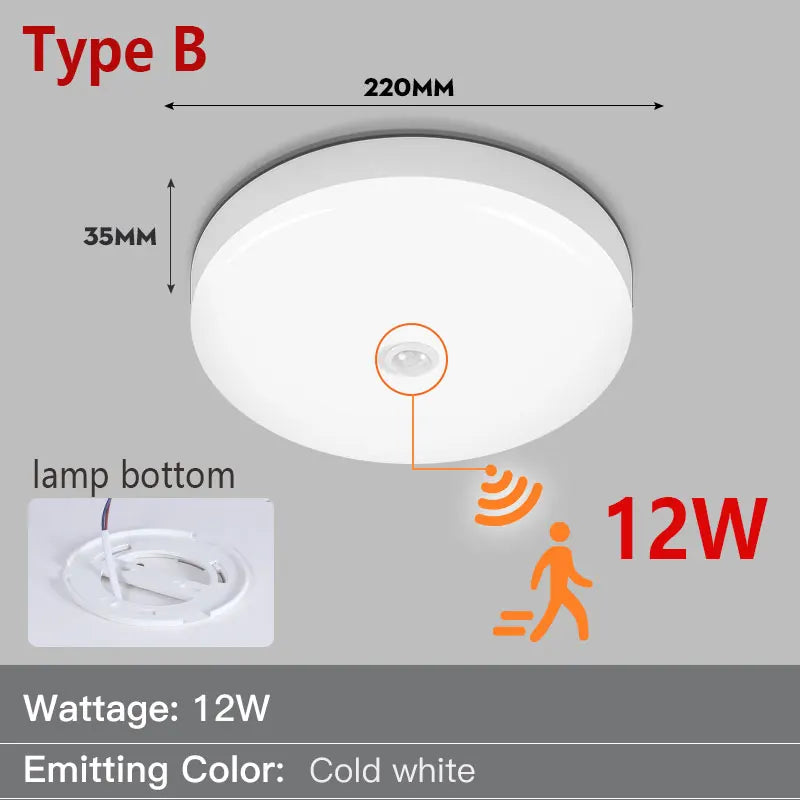 Led Ceiling Lamp PIR Motion Sensor Ceiling Night Light 15/20/30/40W 110V/220V Led Lighting Fixture For Home Room Kitchen Hallway ShopOnlyDeal