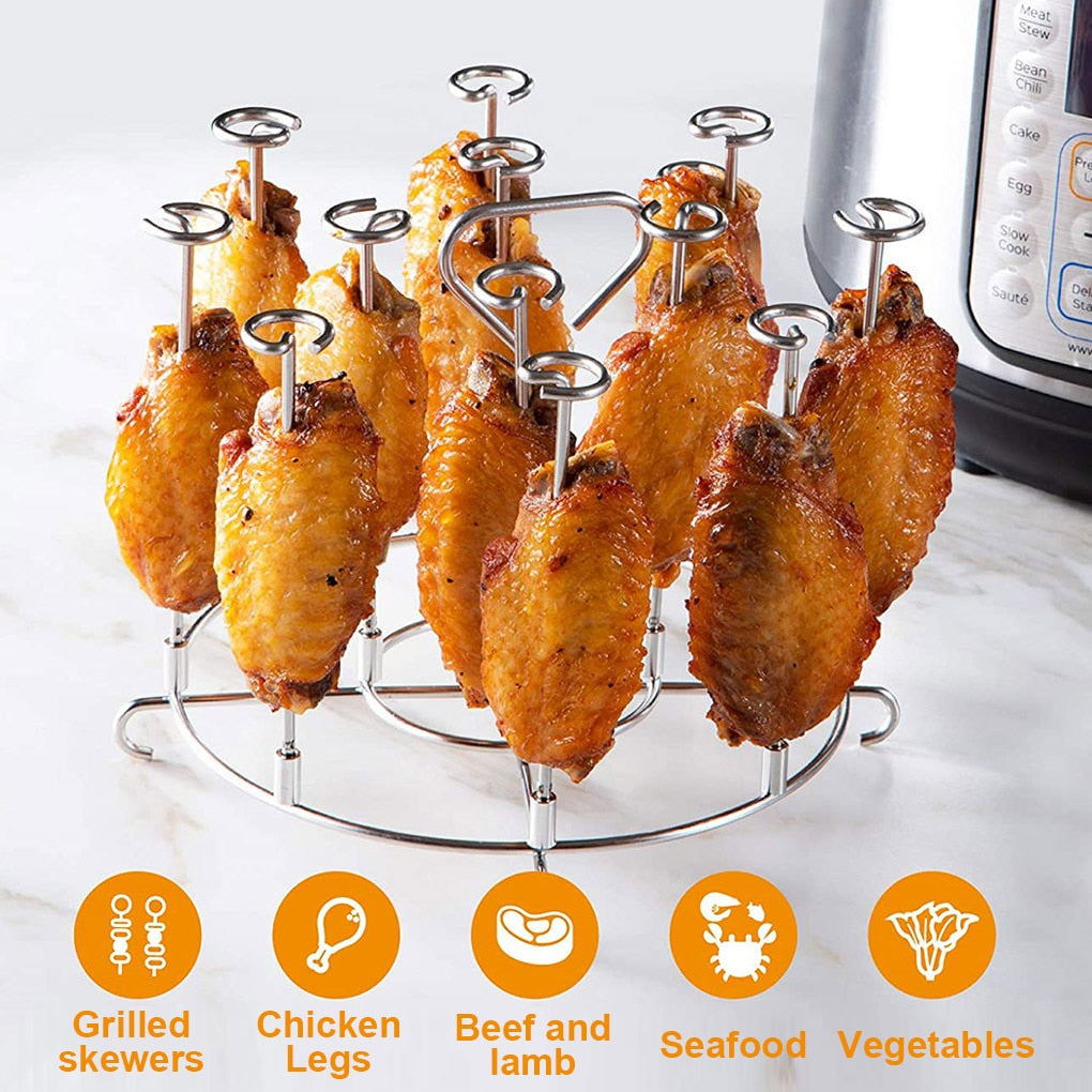 Air Fryer Rack Accessories BBQ Grill Tray Basket Stand Roasting Meat Food Holder Tool for Household Picnic Camping Uptrends