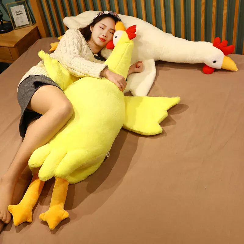 50-135cm Cute Huge Chicken Plush Toy Soft Stuffed Animal Giant Rooster Sleeping Pillow Sofa Cushion Kid Birthday Gift Home Decor ShopOnlyDeal