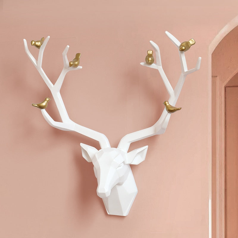 Deer Head 3d Wall Decor Resin Statue Christmas ornaments Accessories Living Room Wall Statue Sculpture Mordern Art Animal Head ShopOnlyDeal