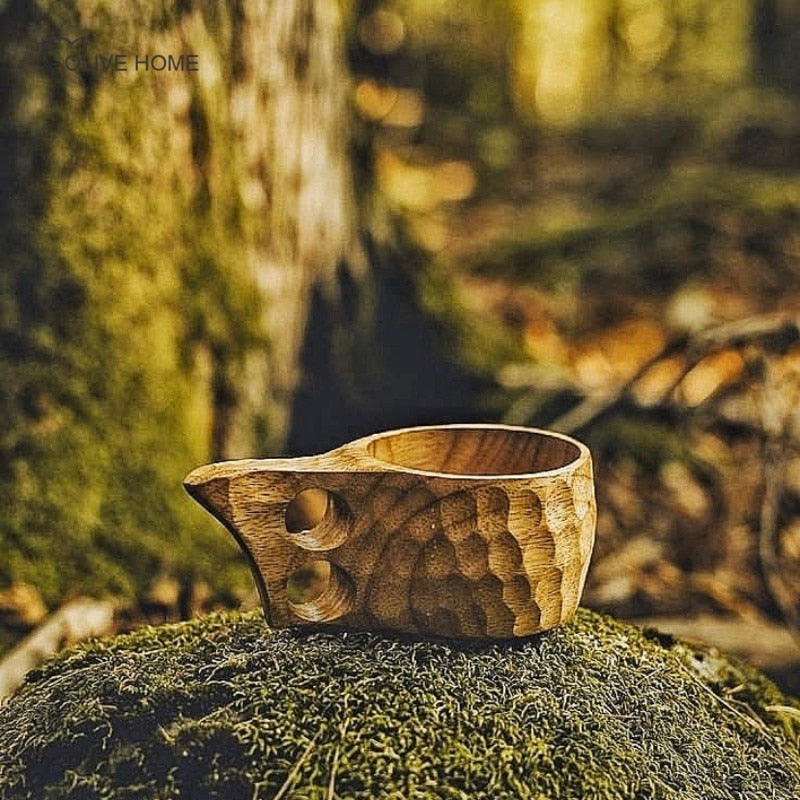 Wooden Coffee Mugs Handmade Kuksa Portable Milk Tea Cup With Handgrip Breakfast  Drinking Kitchen Drinkware Finland ShopOnlyDeal