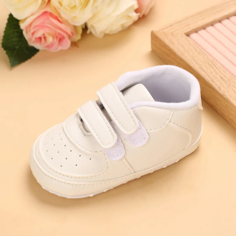 Infant Spring Shoe | Newborn Girls & Boys Recreational Baptism Non-Slip Walking Shoe | White Soft-Soled Sneaker Prewalker ShopOnlyDeal