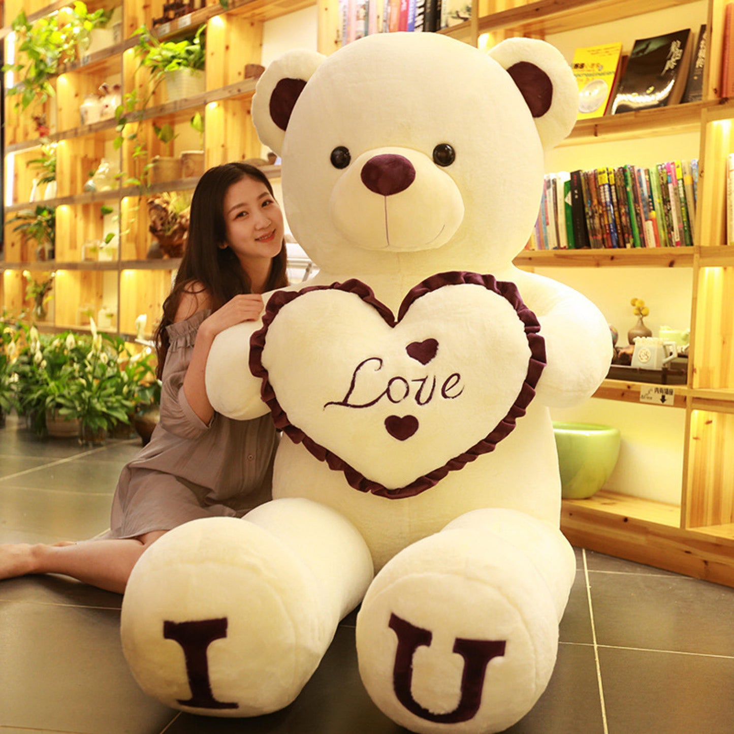 I LOVE YOU Teddy Bear 100cm Big Plush Toy Lovely Huge Stuffed Soft Bear Doll Lover Bear Kids Toy Birthday Gift For Girlfriends Valentine's day ShopOnlyDeal