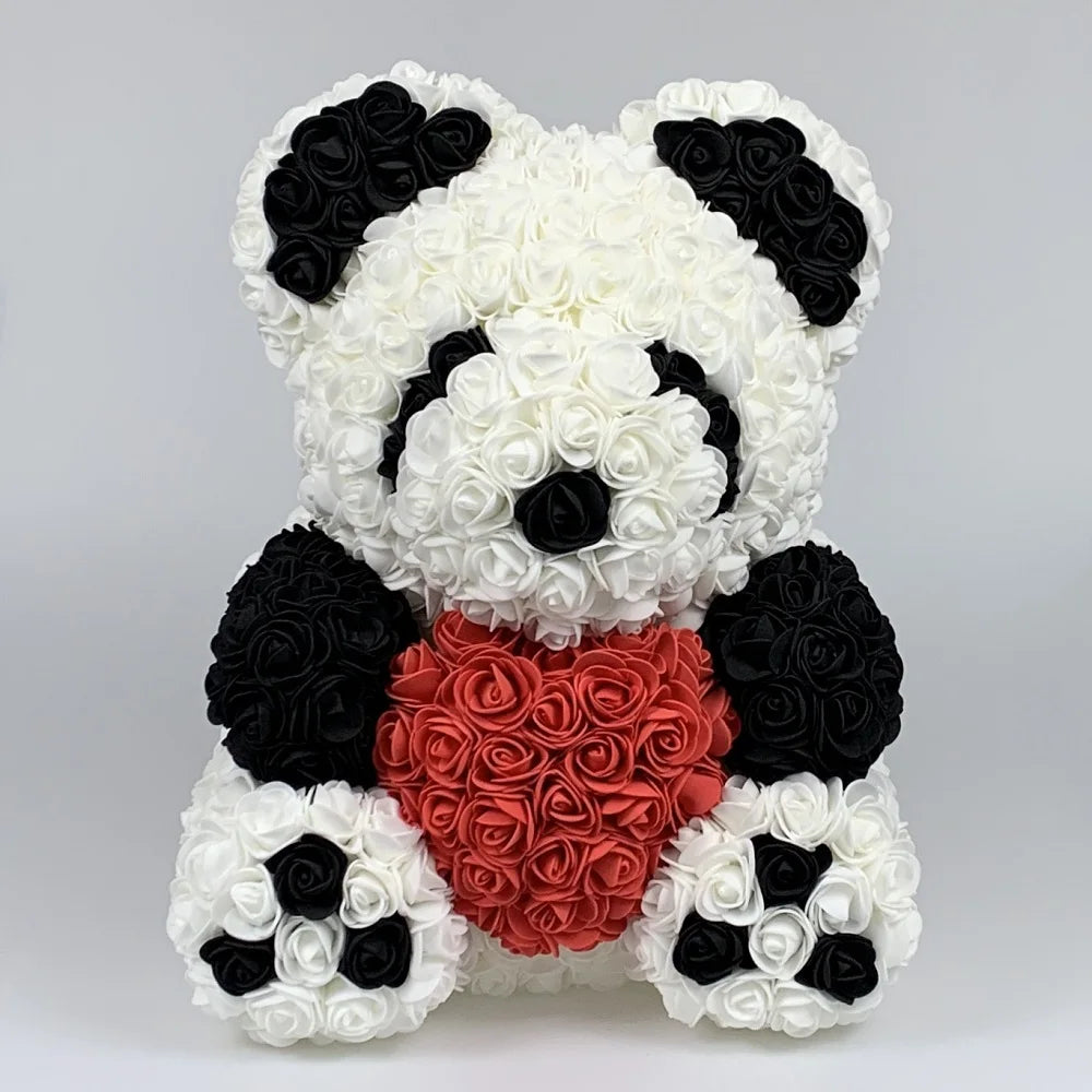 40cm Rose Bear - Artificial Foam Flower Rose Panda Decorations or Gifts for Memorial Day, Festivals, Thanksgiving Day, and Birthdays 🌹🐼🎉 ShopOnlyDeal