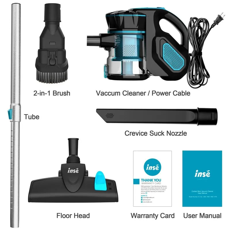 Wired Vacuum Cleaner INSE I5 Handheld Stick Vacuum with18Kpa 600W Powerful Suction Bagless Vacuum for Household Cleaning ShopOnlyDeal