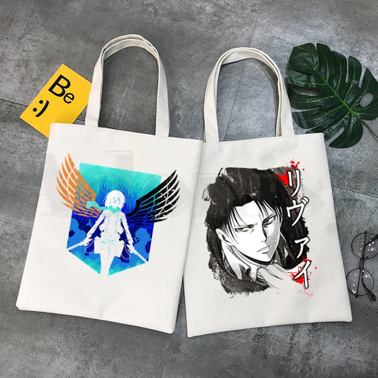 Attack On Titan Japanese Anime Shingeki No Kyojin Hipster Cartoon Print Shopping Bags Girls Fashion Casual Pacakge Hand Bag ShopOnlyDeal