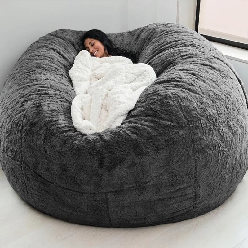 7FT 183*90cm Lazy Sofa Soft Coat Loosen Body Warm Fur Giant Removable Washable Bean Bag Bed Cover Comfortable Furniture Cover ShopOnlyDeal