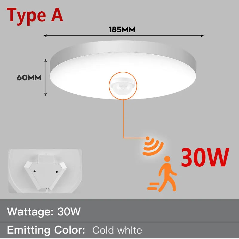 Led Ceiling Lamp PIR Motion Sensor Ceiling Night Light 15/20/30/40W 110V/220V Led Lighting Fixture For Home Room Kitchen Hallway ShopOnlyDeal