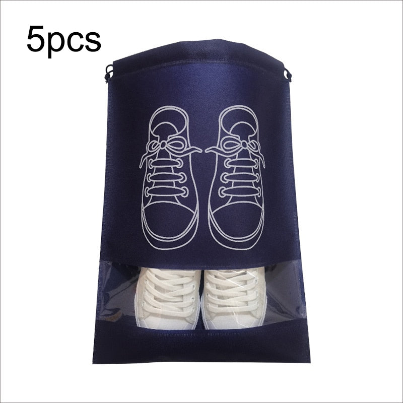 Shoes Storage Bag 5pcs Closet Organizer Non-woven Travel Portable Bag Waterproof Pocket Clothing Classified Hanging Bag ShopOnlyDeal