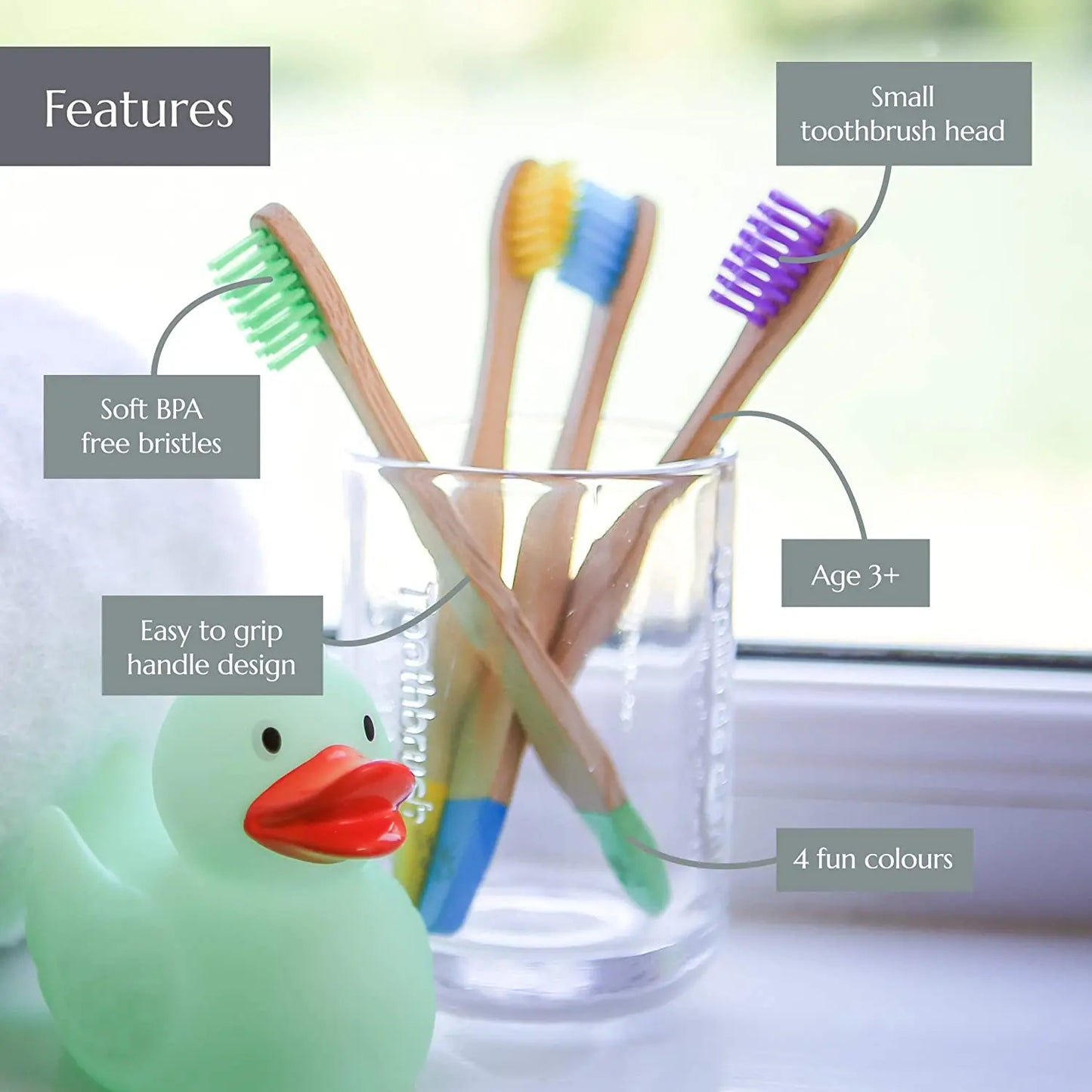 New Organic Children's Bamboo Toothbrush - Ten Colors - Soft Fiber Bristles - Biodegradable Handle - Eco-Friendly Kids Toothbrushes ShopOnlyDeal