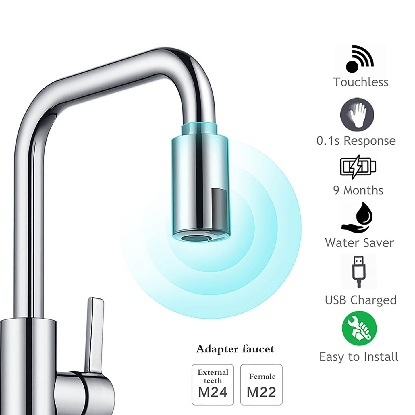 Intelligent Faucet With Sensor Water Saving Sensor Non-Contact Faucet Infrared Sensor Adapter Kitchen Faucets Nozzle For Kitchen Bathroom ShopOnlyDeal