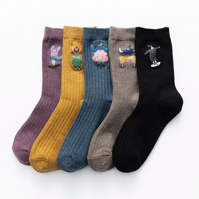 Cotton Women Long Socks 2022 Autumn Breathable Deodorant  New Cute Cartoon Fashion Brief Wild Trend Motion Cotton Socks Women HOPUS MY SOCKS Store