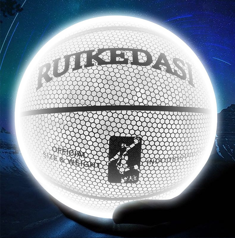 Glowing Basketball Night Light Holographic Reflective Basketball Ball Size 7 PU Bascket Woman Man Sports Luminous Indoor Outdoor Professional Training Balls ShopOnlyDeal