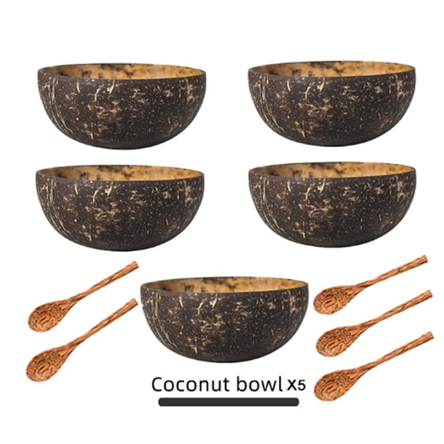 Coconut Bowl Decoration Fruit Salad Noodle Rice Bowl Wooden Fruit Bowl Handicraft Decoration Creative Coconut Shell Bowl ShopOnlyDeal