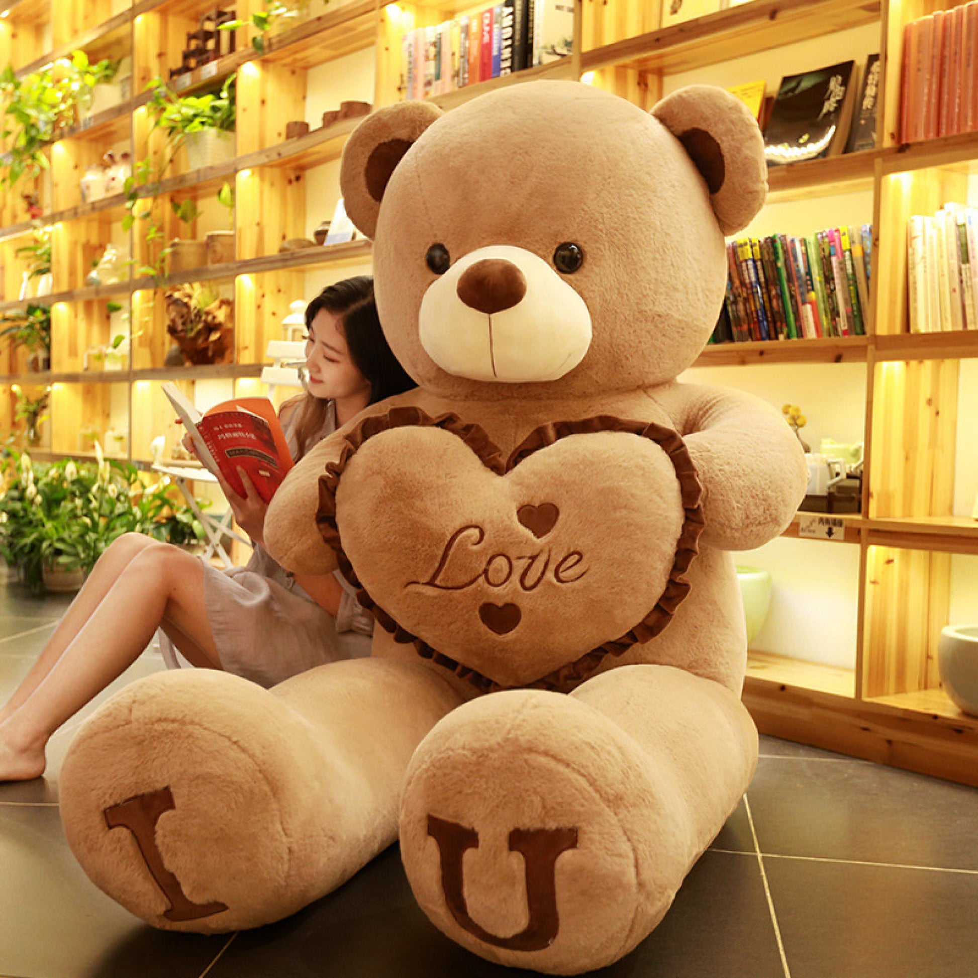 I LOVE YOU Teddy Bear 100cm Big Plush Toy Lovely Huge Stuffed Soft Bear Doll Lover Bear Kids Toy Birthday Gift For Girlfriends Valentine's day ShopOnlyDeal