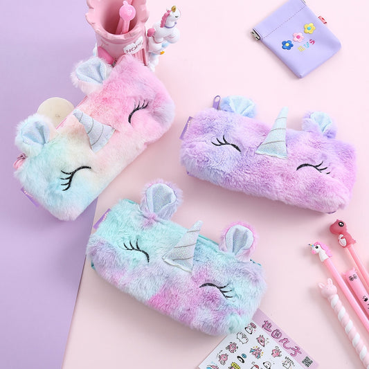 Kawaii School Pencil Case for Girls Boys Pencilcase Cute Unicorn Stationery Pen Bag Plush Cat Penal Box Large Big Pouch Supplies ShopOnlyDeal