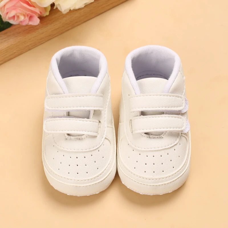 Infant Spring Shoe | Newborn Girls & Boys Recreational Baptism Non-Slip Walking Shoe | White Soft-Soled Sneaker Prewalker ShopOnlyDeal