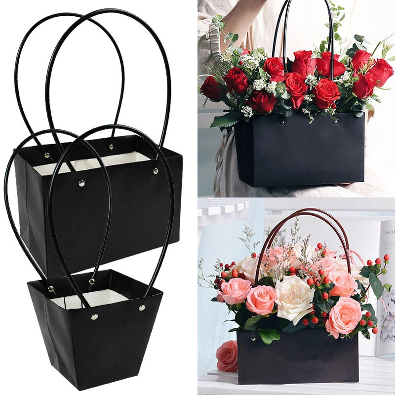 Portable Flower Box Waterproof Paper Handy Gift Bag Kraft Handbag Wedding Rose Party Gift Box Packaging For Candy Cake Birthday ShopOnlyDeal