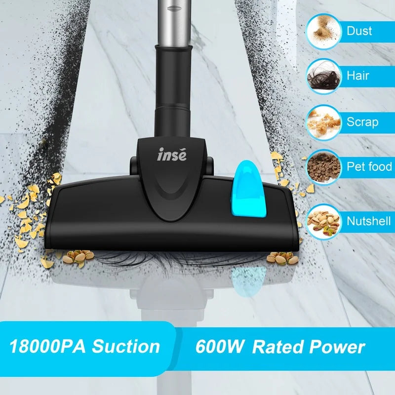 Wired Vacuum Cleaner INSE I5 Handheld Stick Vacuum with18Kpa 600W Powerful Suction Bagless Vacuum for Household Cleaning ShopOnlyDeal