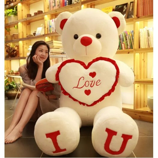 I LOVE YOU Teddy Bear 100cm Big Plush Toy Lovely Huge Stuffed Soft Bear Doll Lover Bear Kids Toy Birthday Gift For Girlfriends Valentine's day ShopOnlyDeal