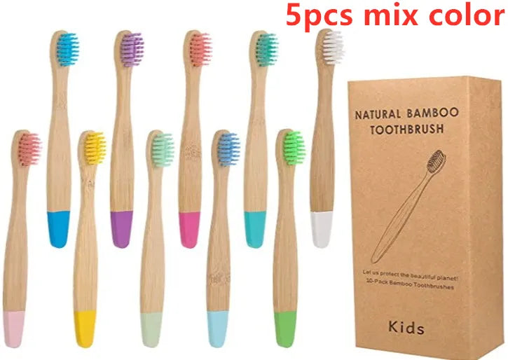 New Organic Children's Bamboo Toothbrush - Ten Colors - Soft Fiber Bristles - Biodegradable Handle - Eco-Friendly Kids Toothbrushes ShopOnlyDeal