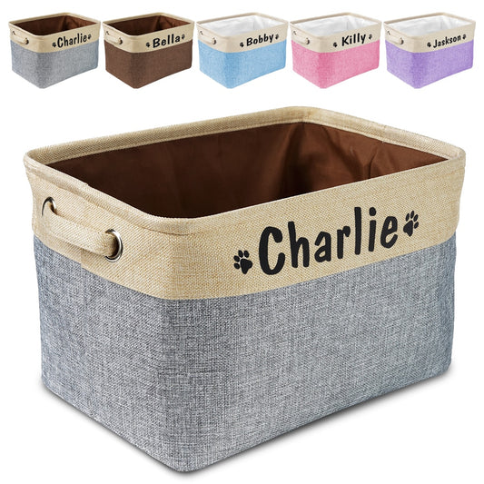 Personalized Dog Toy Basket No Smell Storage Box Free Print Name Storage Baskets For Dogs Clothes Shoes Pet Accessories With Paw ShopOnlyDeal