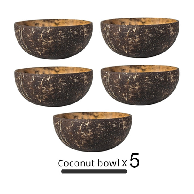 Coconut Bowl Decoration Fruit Salad Noodle Rice Bowl Wooden Fruit Bowl Handicraft Decoration Creative Coconut Shell Bowl ShopOnlyDeal